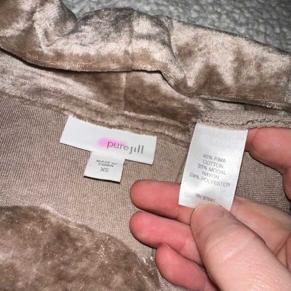 J. Jill Pure Velvet Mock Neck Tunic Sweater Tan Brown XS EUC - Picture 7 of 13